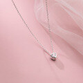wholesale S925 Sterling Silver Korean Style Minimalist Fashion Single Diamond Heart Necklace Summer Fresh and Sweet Choker D8576-0-2
