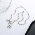 wholesale S925 Sterling Silver Trendy OT Buckle Love Pendant Necklace, Hip-Hop Style Versatile Choker-0-2