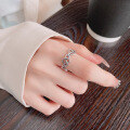 wholesale S925 Sterling Silver Heart-Intertwined Openwork Adjustable Ring, Fresh and Sweet Daily Korean Style Versatile Index Finger Ring-0-3