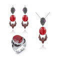 wholesale 925 Silver Designer Retro Skull Bat Pendant Dark Gothic Series Jewelry Accessory with Red Agate Necklace-0-4