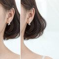 wholesale S925 Sterling Silver Small Fresh Sweet Shell Pearl Synthetic Pearl Earrings Forest Style Minimalist Bar Ear Accessories G2826-0-1
