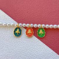 wholesale Gold-plated S925 ancient silver enamel Ganesh pendant conch safe and sound charm dangle DIY bracelet cord-blue one