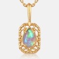 wholesale S925 Sterling Silver Exquisite Vintage Opal Pendant Necklace, Korean and Japanese New Styles, Unique Openwork Pattern Design, Wholesale from Manufacturer-0-3