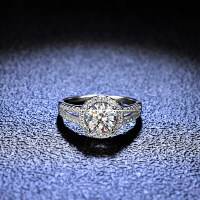 Sterling Silver Moissanite Ring, 1 Carat V-Prong Setting, Live Stream Collaboration.-1 carat (D color moissanite)  17 yards
