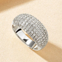 Metal Multi-Round Diamond Ring Fashion High-End Minimalist Stackable Band Wholesale-Sparkling round diamond ring [K white]  7 US size
