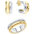 wholesale S925 Sterling Silver and Gold Plated Double-tone Circle Earrings and Rings Set, Light Luxury Heavy Duty Unisex Hip-hop Jewelry-0-4