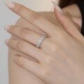 wholesale S925 Sterling Silver Korean Viral Hit Women's Exquisite High-End Round Zirconia Row Diamond Design Minimalist Luxury Ring-0-1