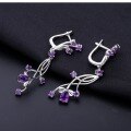 wholesale 925 Sterling Silver Natural Gemstone Earrings, High-End Design Light Luxury Jewelry Accessories Natural Amethyst Ear Studs and Drops-0-1
