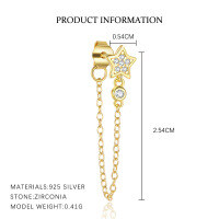 wholesale S925 Sterling Silver Cross-border Light Luxury Earrings With Zirconia And Chain Tassels-E5042-Gold/Single 925 Silver