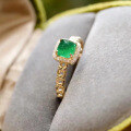 wholesale S925 Sterling Silver Simulated Emerald 5*5mm Sugar Loaf Ring, Daily Fashion Minimalist Style-0-1