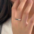 wholesale S925 sterling silver epoxy resin square flat ring for women, new trendy Korean and Japanese minimalist geometric finger ring-0-3