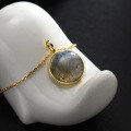 wholesale S925 Sterling Silver Japanese Light Jewelry Vintage Full Moon Series Labradorite Pendant Necklace for Women New Ring-0-2