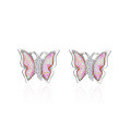 wholesale S925 Silver Powder Opal Butterfly Earrings, High-End and Versatile Small New Stud Earrings for Women, Factory Direct Supply-0-4