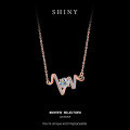 Metal Micro-Pave Moissanite Love Letter Necklace for Women-0-5