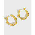 wholesale S925 Sterling Silver ET242 Korean-style Vintage Woven Twist Women's Earrings with Gold-Plated Ear Clasp-0-0