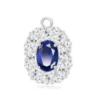 wholesale 925 silver new jewelry 3ct oval-shaped lab-grown sapphire 7*10 necklace hot-selling in cross-border markets-Cultured Sapphire 7*10; G17 [P3091] &gt; Single Pendant