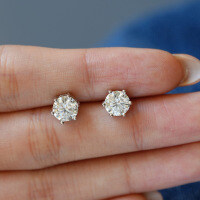 S925 Silver Six-Prong Earrings, Minimalist Style Moissanite Wedding Gift-1 carat (empty setting)  925 silver
