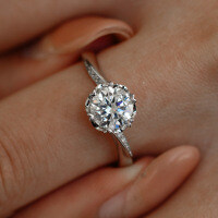 S925 Sterling Silver Moissanite Snowflake Six-Prong Crown Ring-1 carat (empty setting)  Hong Kong number 12