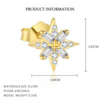 wholesale S925 Sterling Silver-E5024-Gold/Pair 925 Silver