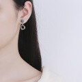 wholesale S925 sterling silver round black resin drop earrings minimalist niche design fashion creative earrings-0-2