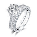 wholesale S925 Sterling Silver Cocktail CZ Ring Light Luxury Engagement Wedding Ring for Women-0-4