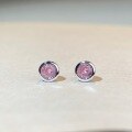 wholesale S925 Sterling Silver Bubble Earrings 50-Point Blue Zircon Pink Diamond Round Ear Jewelry Eight Hearts and Eight Arrows Simple and Minimalist Style-0-1