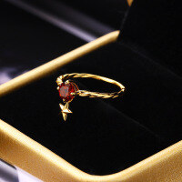 wholesale 925 Sterling Silver Classic Korean-style Twist Ring with Pomegranate Five-point Star Ring for Women-Star Pomegranate Twist Ring Size 12