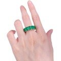 wholesale 925 Silver ZHUO ZHI FAN European & American New Style 5*7 Rectangular Simulated Emerald Row Diamond Ring Fashion Commuter Ring-0-4