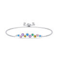 wholesale S925 Sterling Silver Wholesale Women's Bracelet with Rainbow Zirconia, Delicate and Sweet, Light Luxury-0-4
