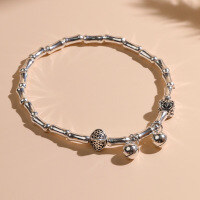 wholesale S925 Sterling Silver Bamboo Knot Bell Bracelet for Women, Minimalist Niche Design, Gift for Girlfriend or Best Friend, Hand Jewelry-SL010337 (925 Silver Bamboo Bell Bracelet)>925 Silver