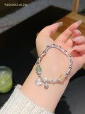 wholesale 999 Silver Lucky Bamboo Knot Agate and Broken Silver Bracelet for Women, Minimalist New Chinese Style Beaded Bracelet-0-7