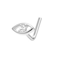 wholesale 925 Sterling Silver Evil Eyes Nose Ring With L-bar For Women-Platinum S925 (single)