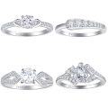 wholesale S925 Sterling Silver 4ct Zircon Ring Light Luxury High-End Women's Cross-Border Silver Jewelry Stackable Set-0-0