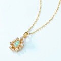 wholesale S925 sterling silver gold-plated Japanese and Korean lightweight luxury jewelry synthetic opal pendant choker necklace vintage style factory wholesale-0-2