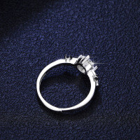 Silver Moissanite Deer Antler Ring-1 carat (D color moissanite)  Adjustable opening