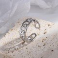 wholesale Metal material, ins-style ring, Korean fashion, design sense, niche, minimalist, trendy chain, adjustable opening ring-0-1
