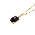 wholesale 925 Sterling Silver, European Courtly Retro Minimalist Rectangular Black Onyx Pendant Necklace for Women, Inspired by Japanese aget*-0-4