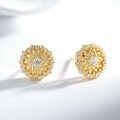 24K Gold-Plated 925 Sterling Silver Full-Diamond Snowflake Stud Earrings for Women, Wholesale-0-0