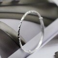 wholesale 9999 Pure Silver Thai Chiang Mai Diamond-Patterned Push-Pull Bracelet for Women, Handcrafted Ancient Hammered Plain Silver Bangle-0-2