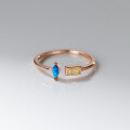wholesale S925 Sterling Silver Vintage Teardrop Blue Diamond Synthetic Opal Openwork Design Ring for Women R01809-0-0