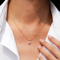 14K Gold Plated 925 Silver Moissanite Heart Pendant Necklace for Women, Cross-border Supply.-0.5CT set with moissanite  925 silver