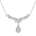 wholesale 925 Sterling Silver Fashion Angel Wing High-Carbon Diamond Necklace Women's Collarbone Chain, Mu Jing Jewelry New Arrival-0-5