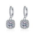 S925 Silver Moissanite Stud Earrings, Classic Square, Fine Craftsmanship-0-3