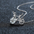 Sterling Silver Bicycle Necklace with Moissanite Pendant for Women-0-0