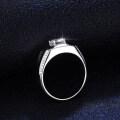 S925 Sterling Silver Moissanite Men's Ring with Smooth Four-Prong Setting-0-1