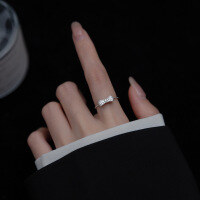 wholesale S925 silver bow knot diamond ring open-ended pinky ring for women J0546-s925 silver ring Adjustable opening