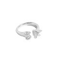 wholesale S925 Sterling Silver 519 Korean Version INS Niche Design Minimalist Versatile Bone Texture Open Adjustable Ring for Women-0-5