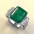 wholesale S925 silver new 10*12mm rectangular simulated emerald ring,-0-2
