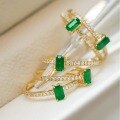 wholesale S925 sterling silver emerald fashion ring, minimalist French-style band, niche versatile pinky ring hand accessory-0-0