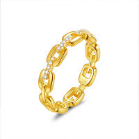 wholesale Electroplated Metal Moissanite Ring with High-End Fashion Design, Trendy and Exquisite Cross-Border Bestseller from Source Factory-Silver with zircon gold 6